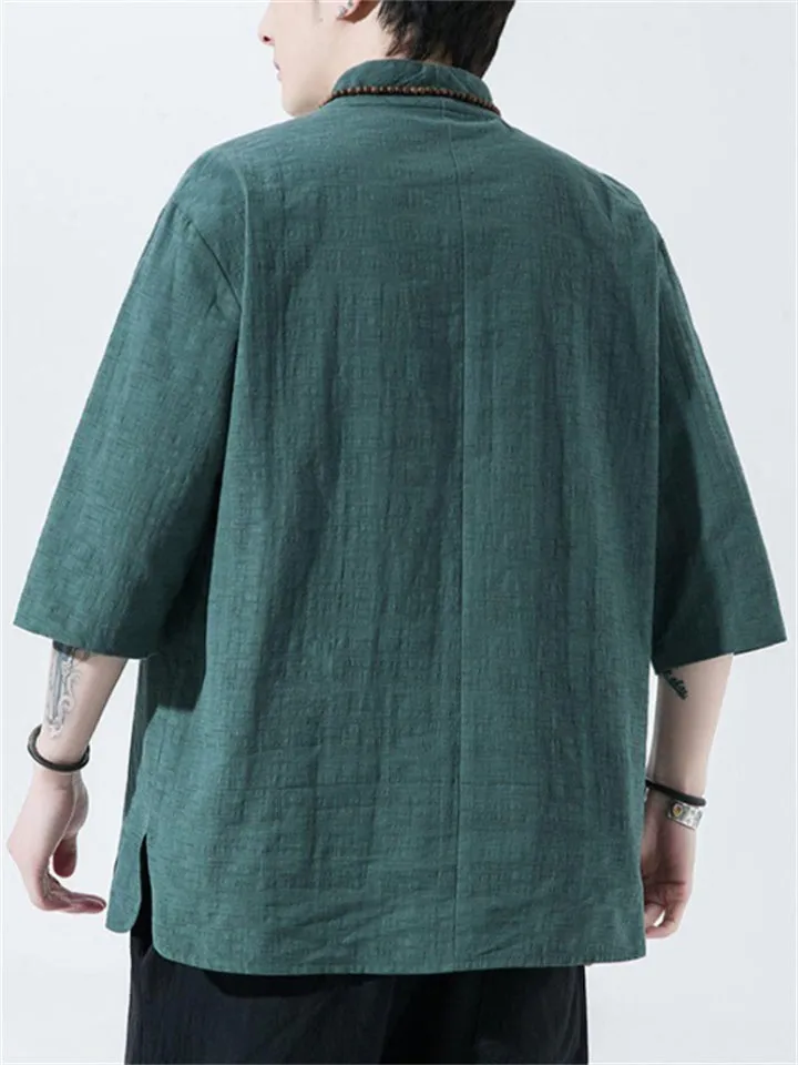 Men's Chinese Style Summer V-neck T-shirts