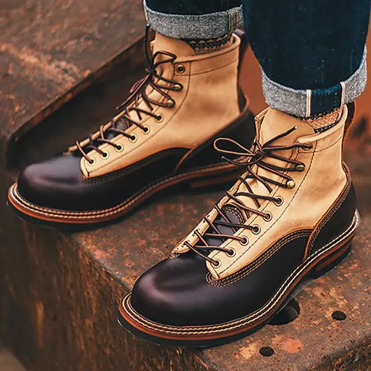 Men's color matching shoes high-end wings quality motorcycle men's boots singer knight punk shoes men
