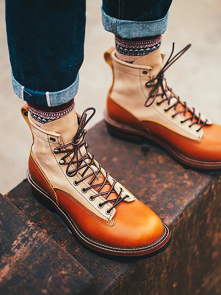 Men's color matching shoes high-end wings quality motorcycle men's boots singer knight punk shoes men