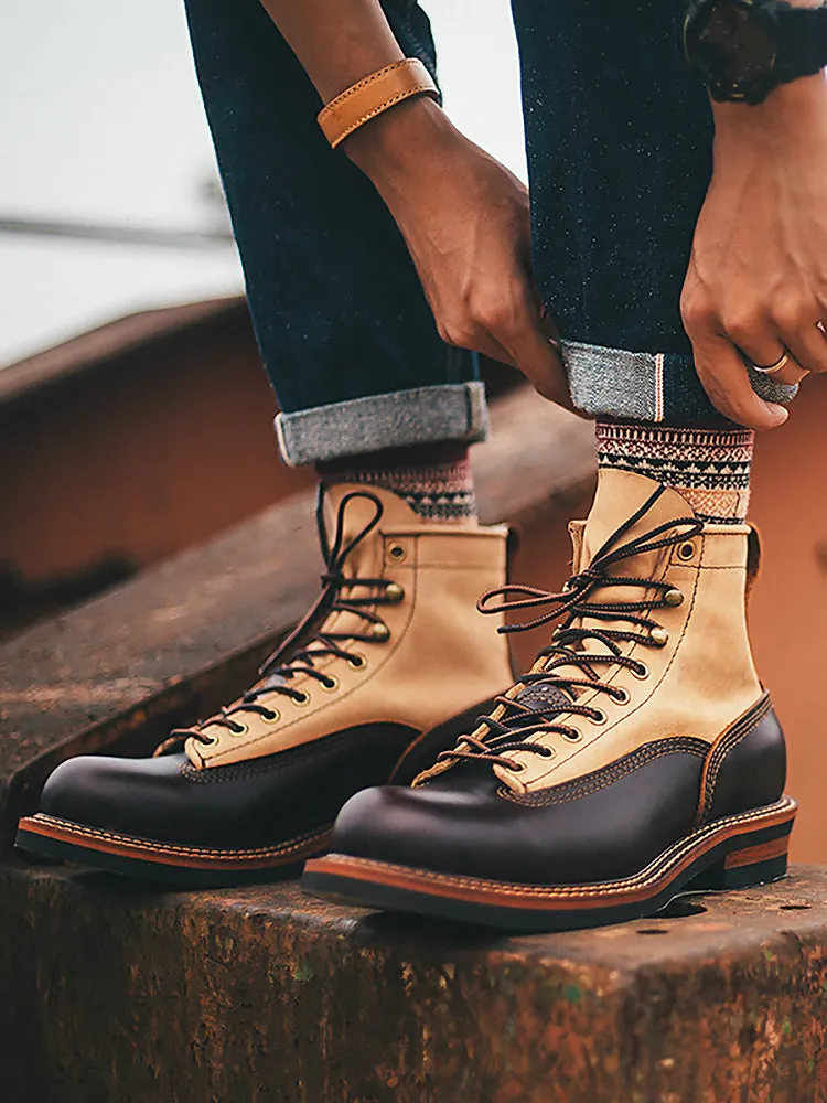 Men's color matching shoes high-end wings quality motorcycle men's boots singer knight punk shoes men