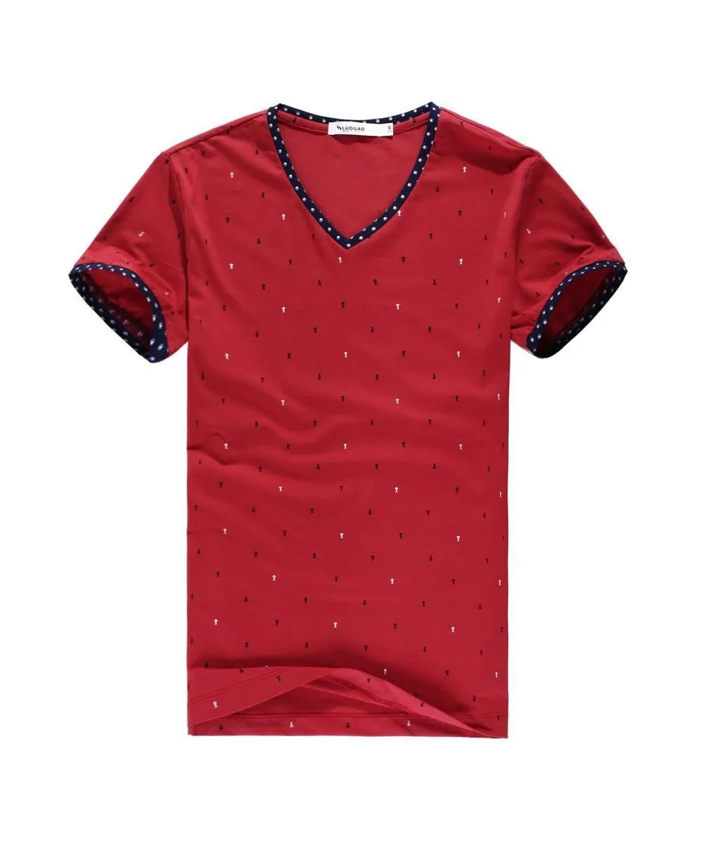 Men's Color Point Top V-Neck T-Shirt