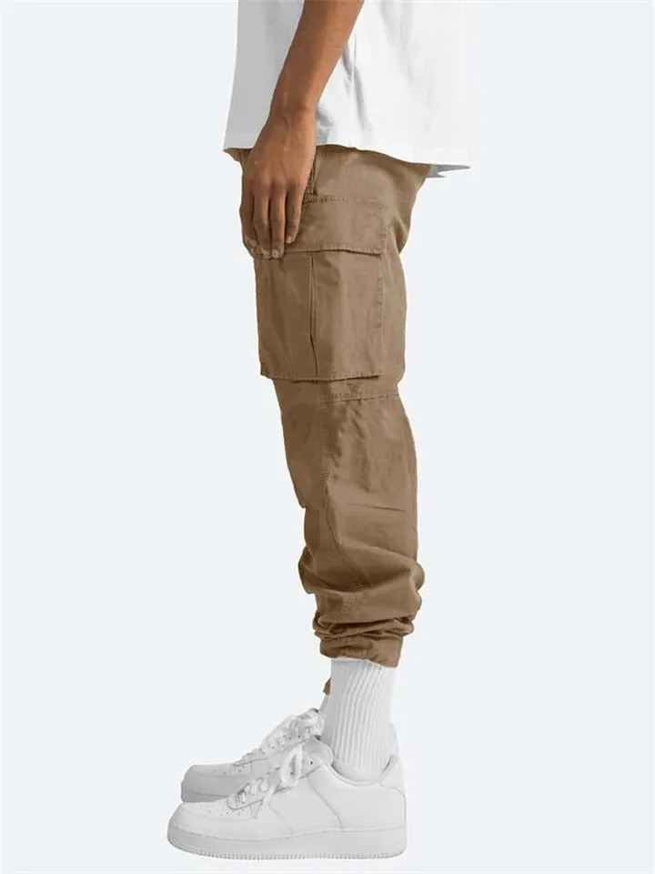 Men's Cool Drawstring Cotton Cargo Pants for Summer