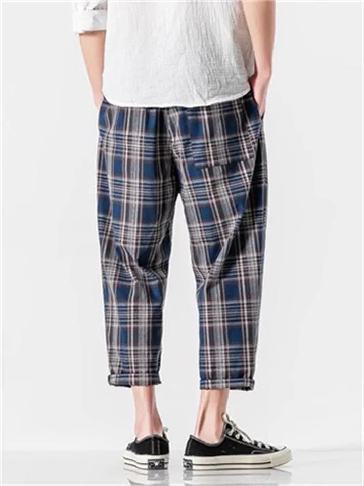 Men's Daily Wear Loose Summer Plaid Casual Pants