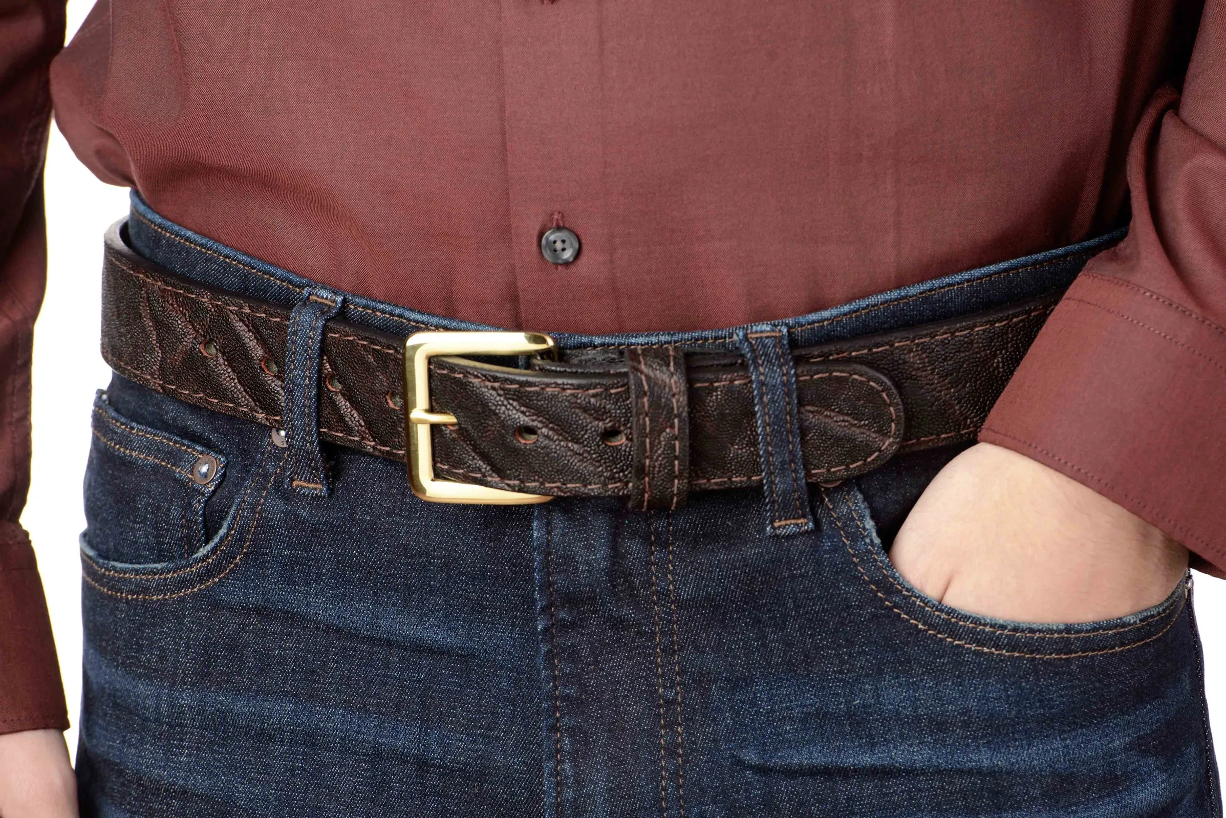 Men's Dark Brown Elephant Leather Belt
