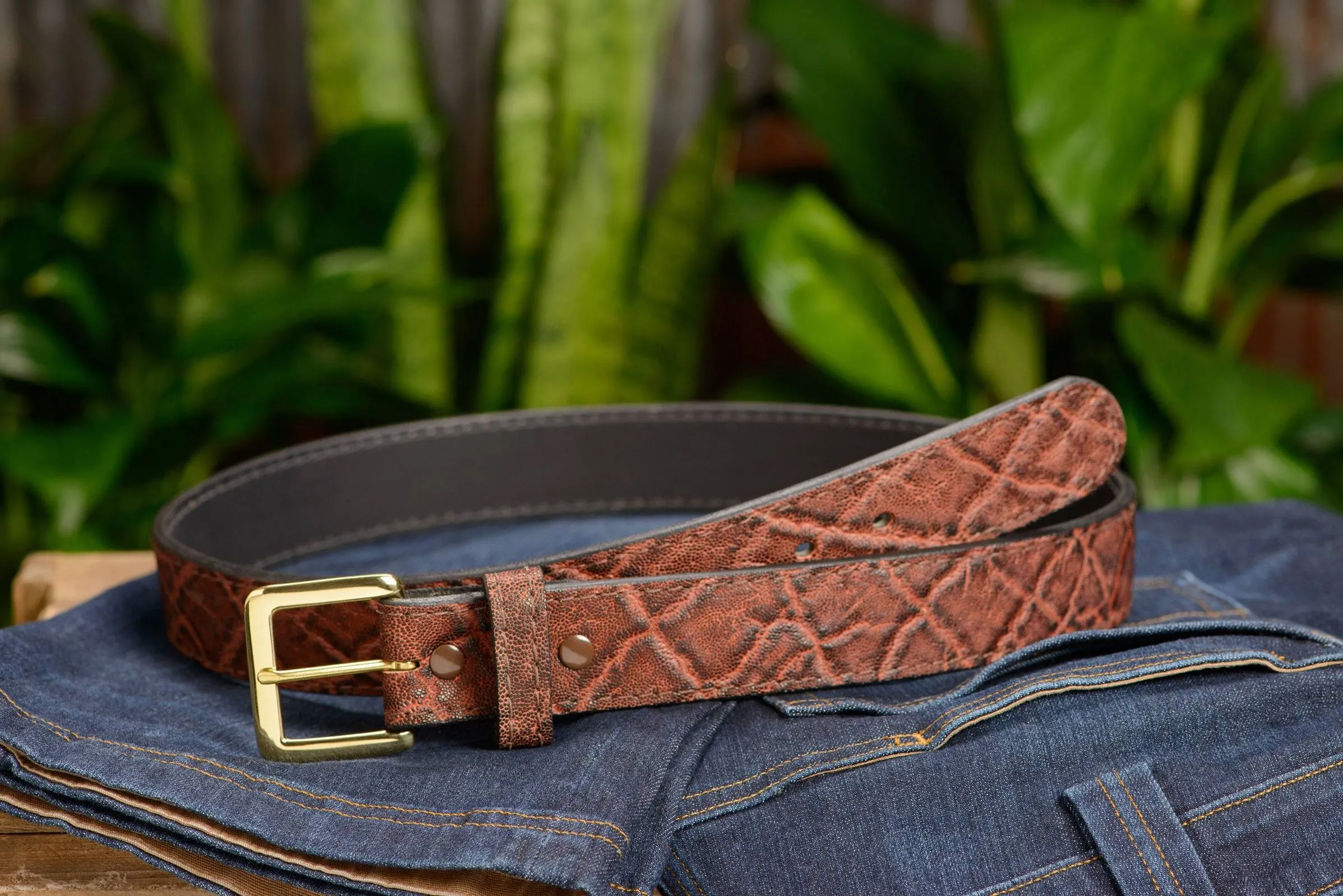Men's Dragon Fire Elephant Leather Belt