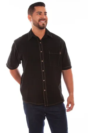 Men's Farthest Point Collection Shirt: Short Sleeve Traveler Black