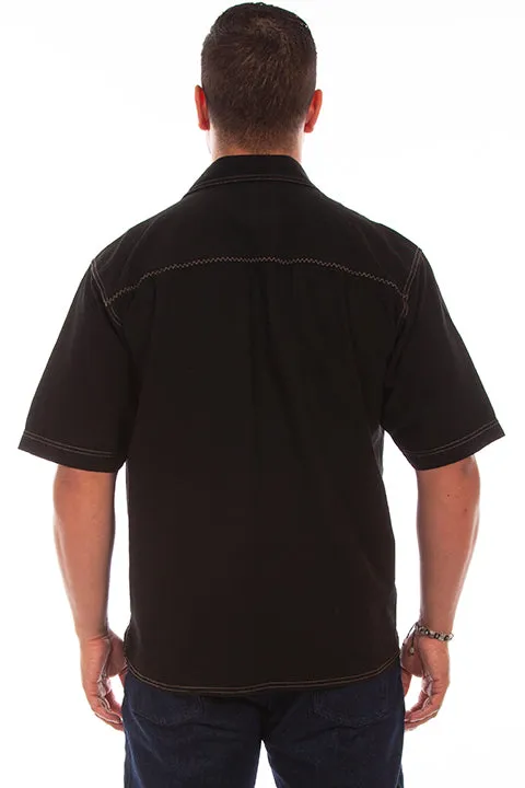 Men's Farthest Point Collection Shirt: Short Sleeve Traveler Black