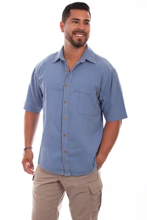 Men's Farthest Point Collection Shirt: Short Sleeve Traveler Citadel Blue