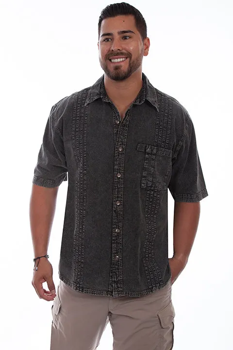 Men's Farthest Point Collection Shirt: Short Sleeve Traveler Distressed Black