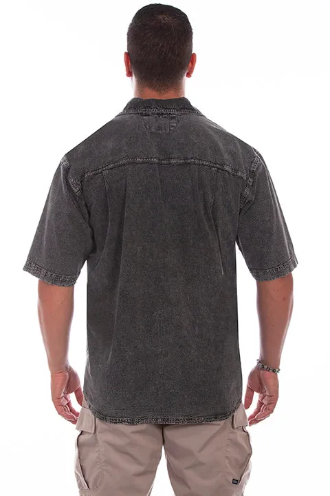 Men's Farthest Point Collection Shirt: Short Sleeve Traveler Distressed Black