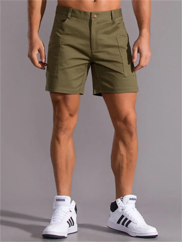 Men's Fashion Summer Button Pockets Stretchy Cargo Shorts