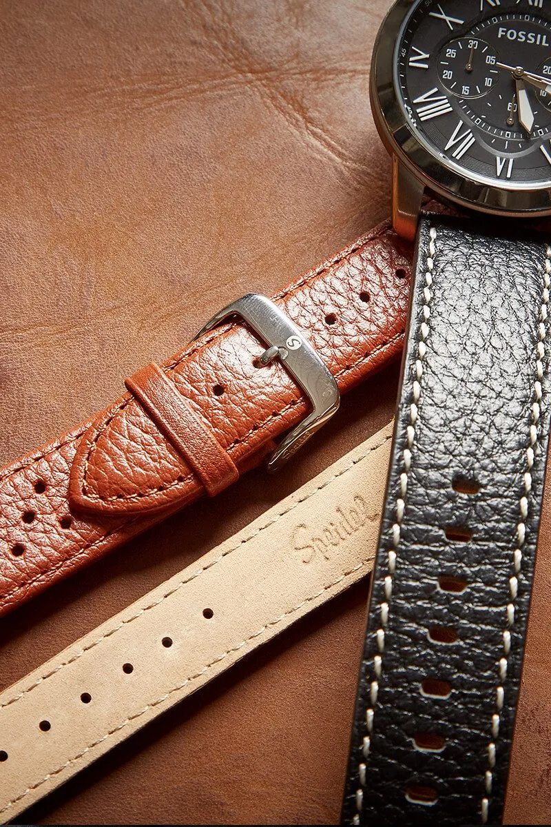 Men's Fine Cowhide Grain Leather Band in Black and Brown