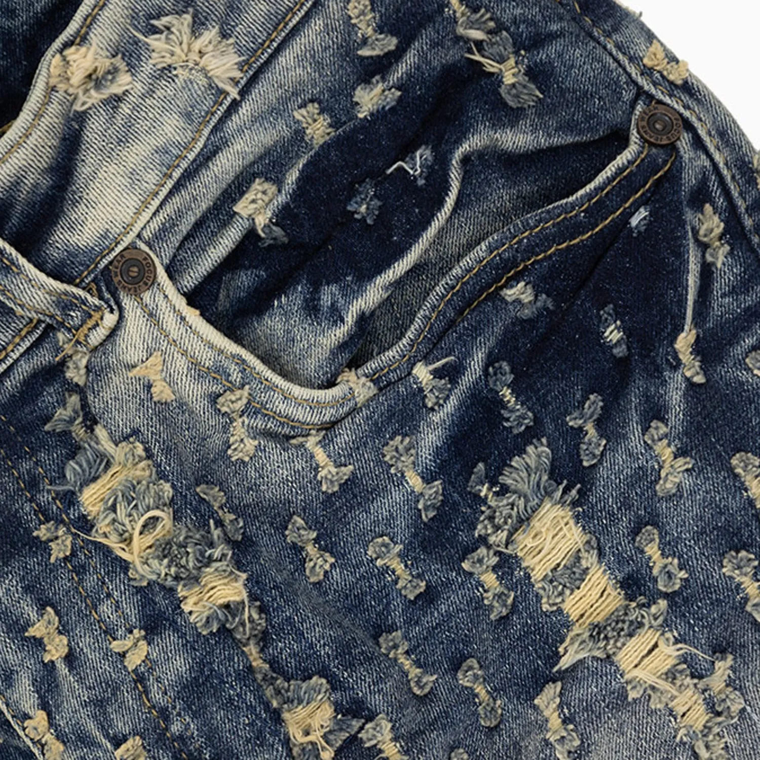 Men's Heavy Pin Distressed Denim Slim Pant