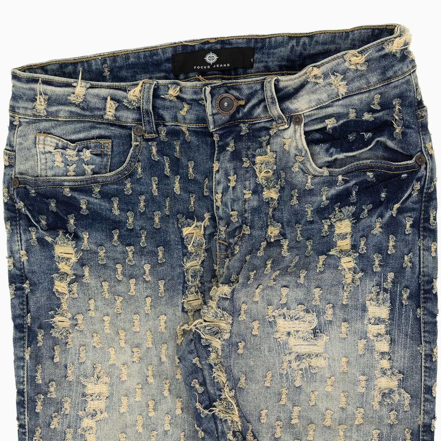 Men's Heavy Pin Distressed Denim Slim Pant