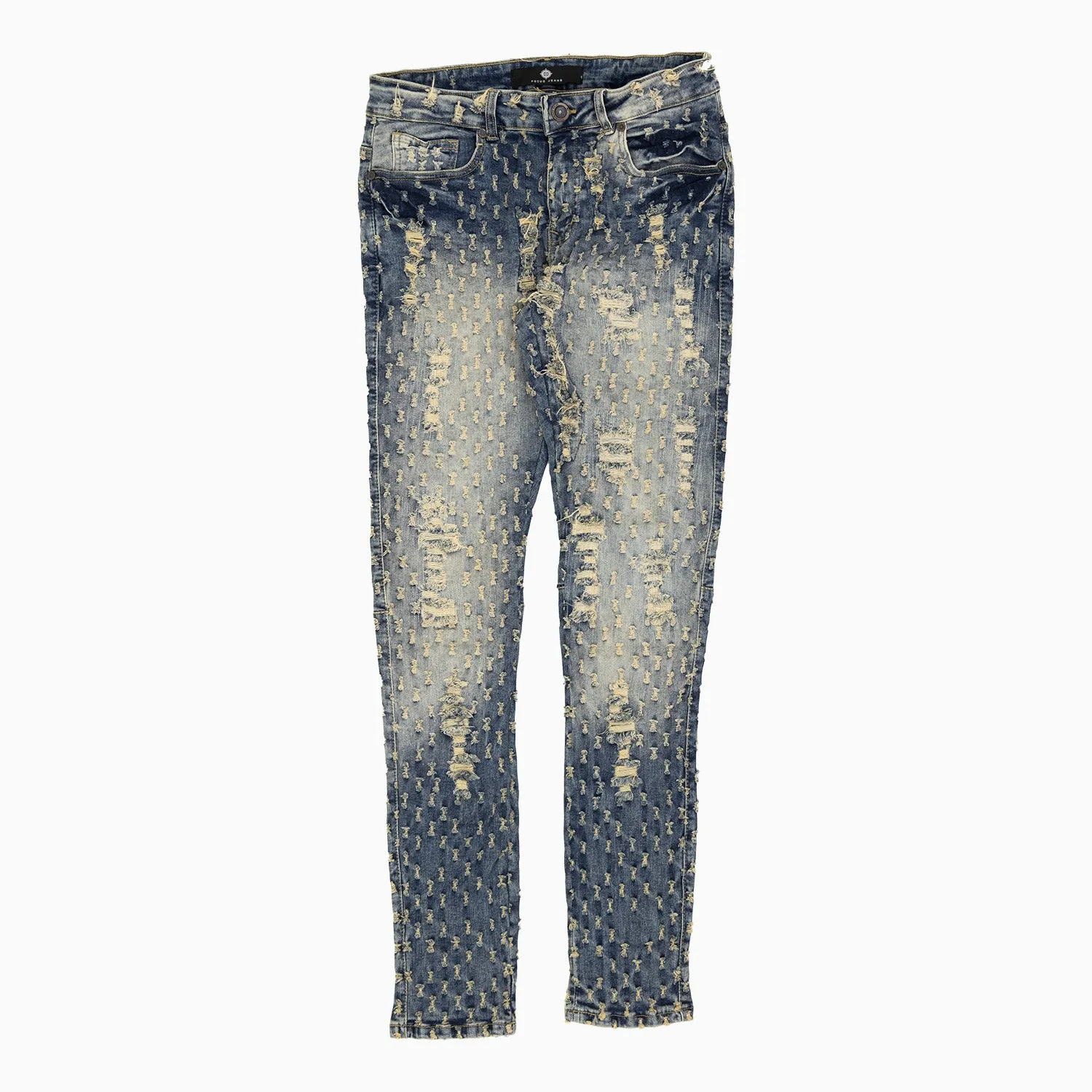 Men's Heavy Pin Distressed Denim Slim Pant