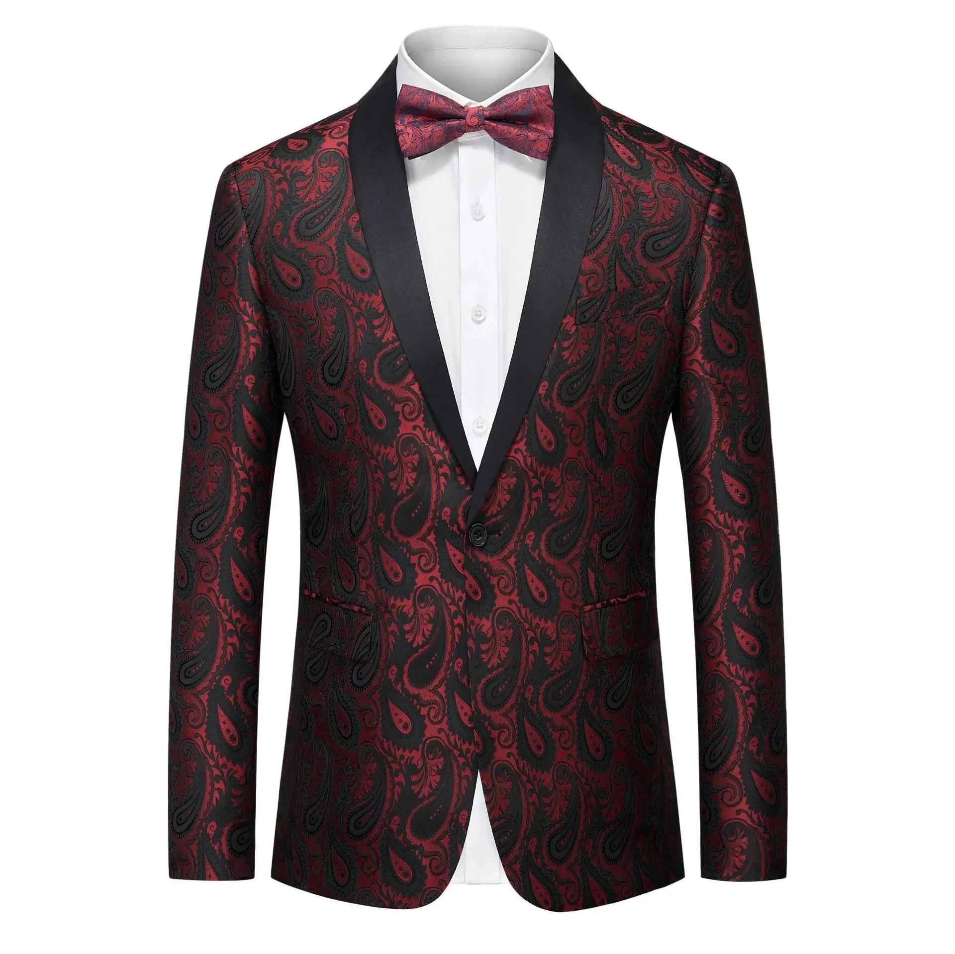 Men's Jacquard Suit Jacket with Multi-Color Paisley Patterns