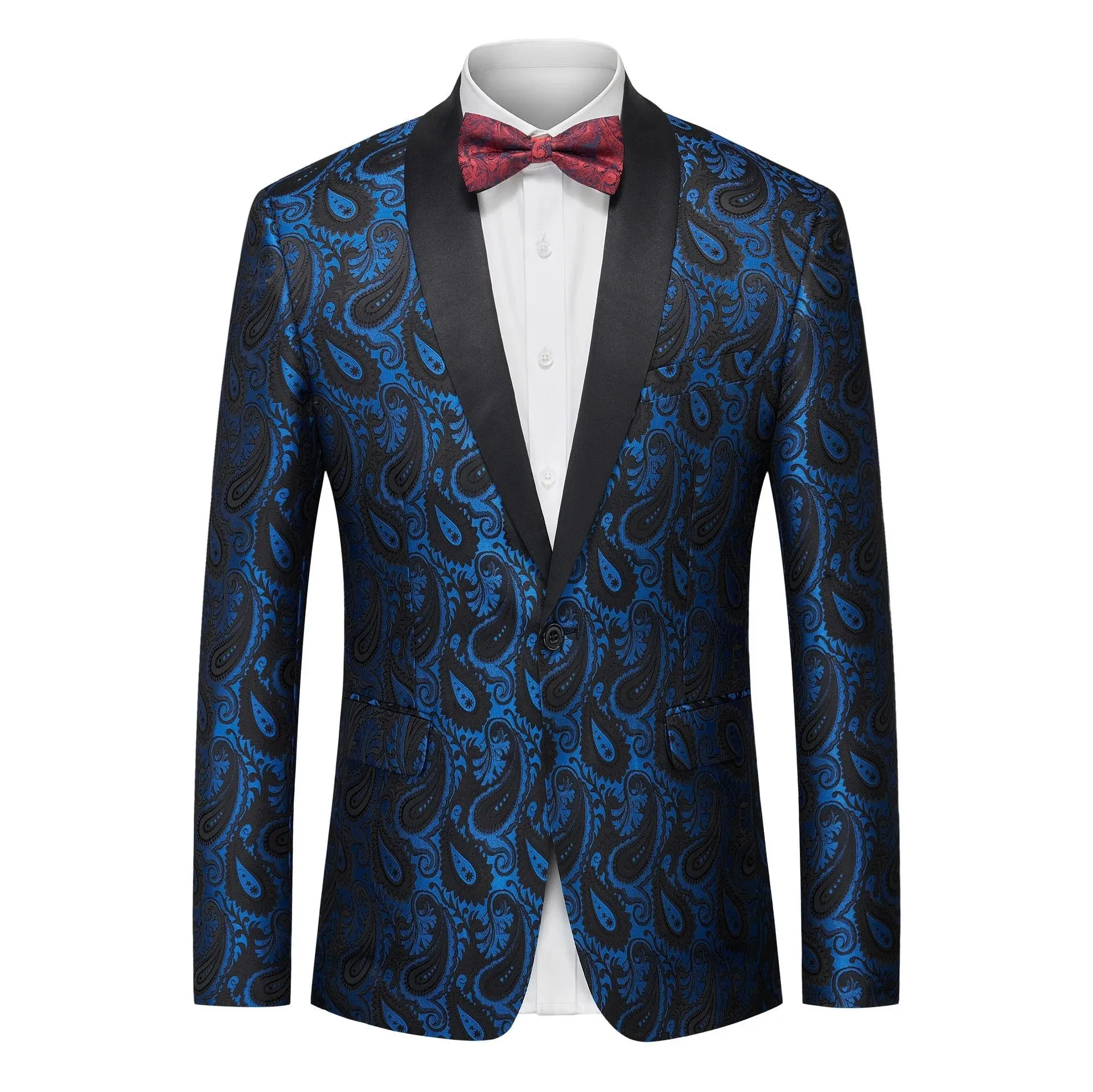 Men's Jacquard Suit Jacket with Multi-Color Paisley Patterns
