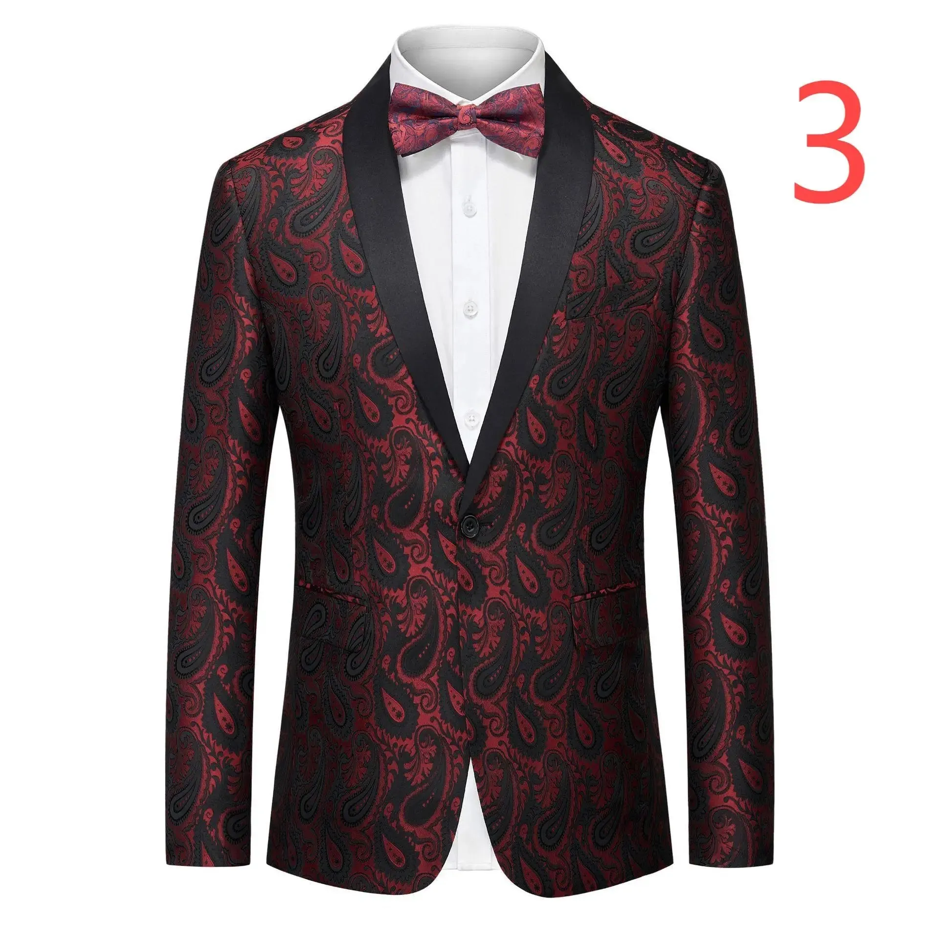 Men's Jacquard Suit Jacket with Multi-Color Paisley Patterns