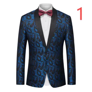 Men's Jacquard Suit Jacket with Multi-Color Paisley Patterns