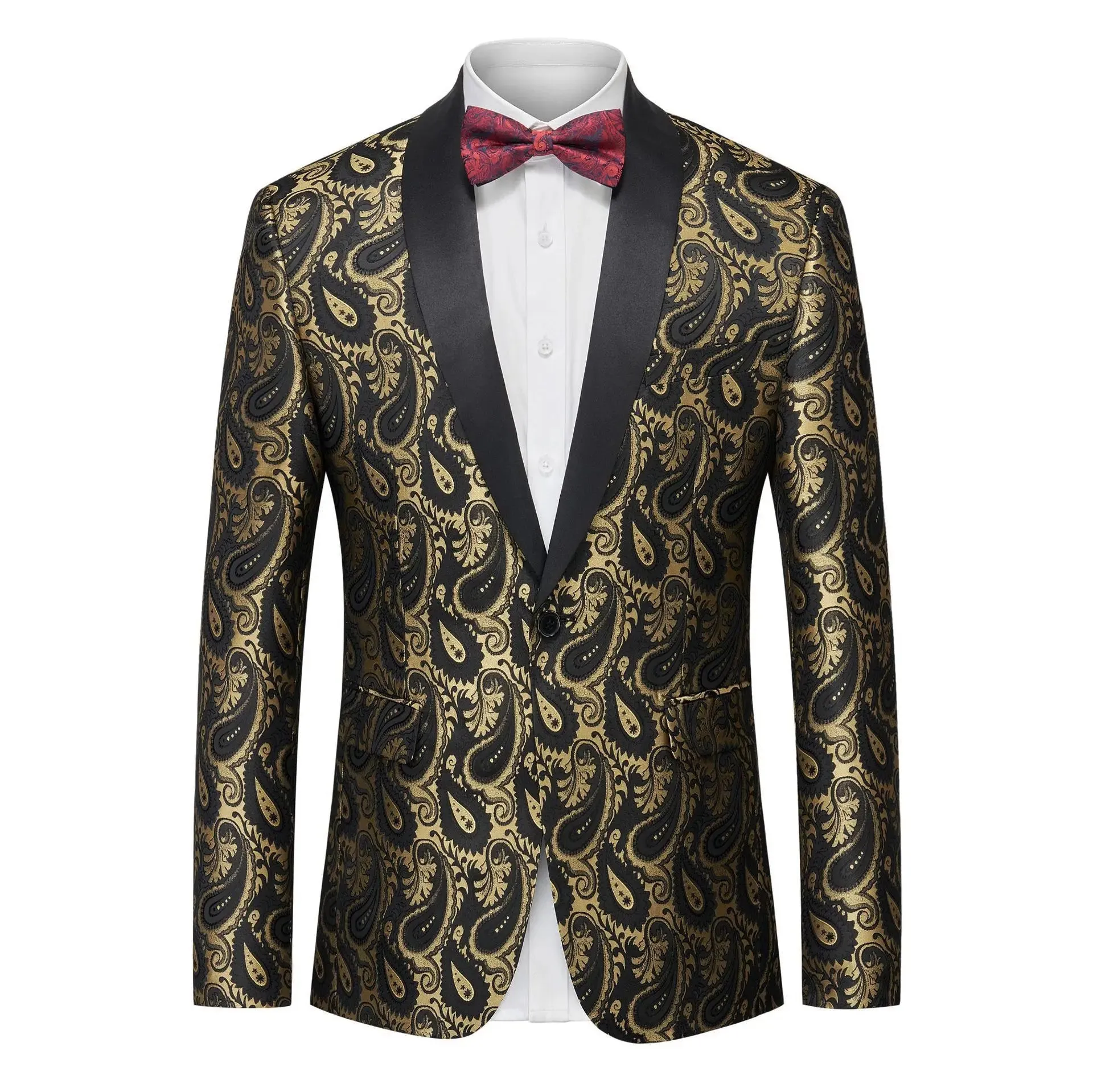 Men's Jacquard Suit Jacket with Multi-Color Paisley Patterns