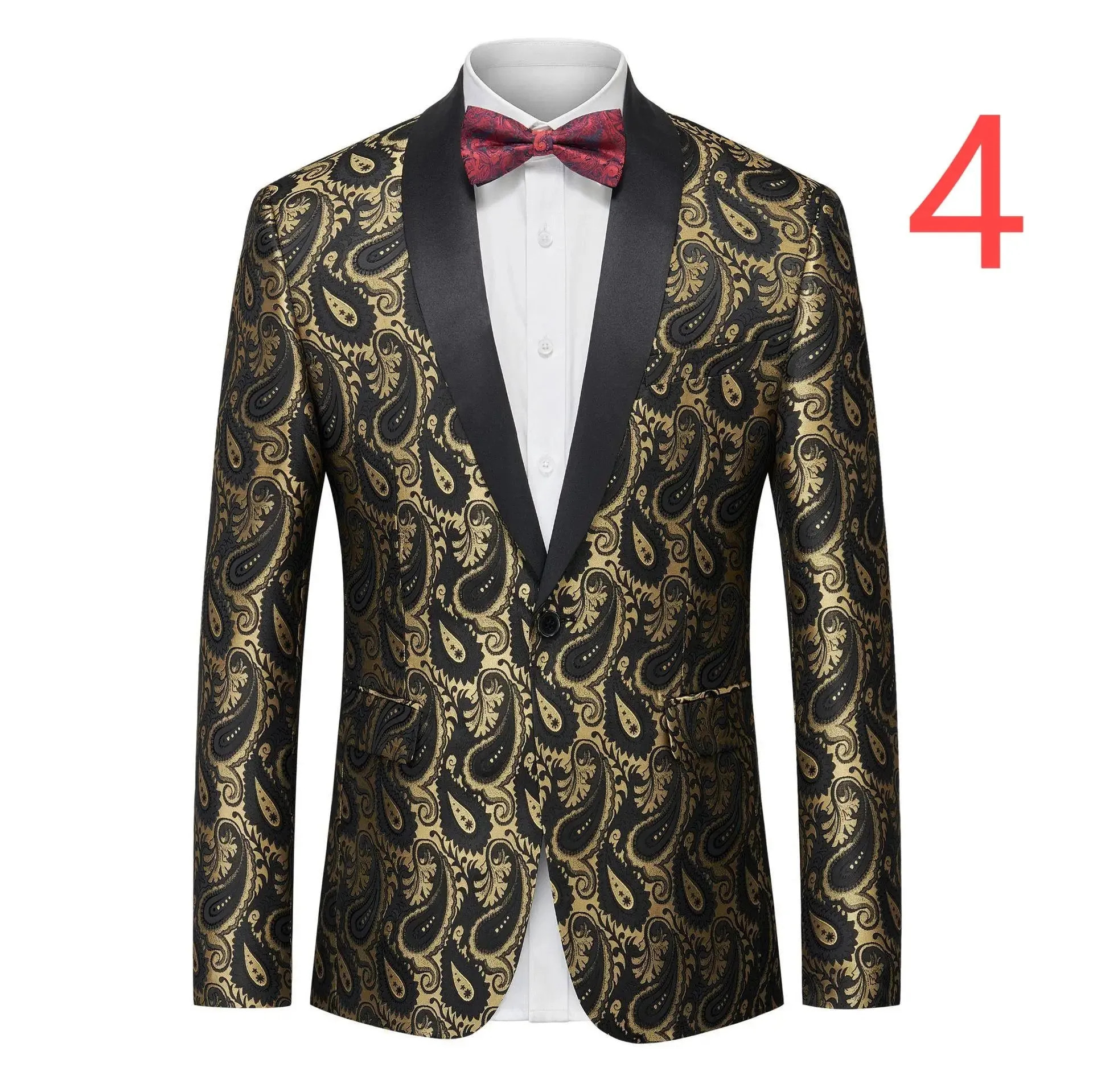Men's Jacquard Suit Jacket with Multi-Color Paisley Patterns