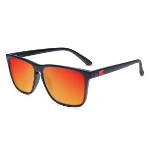 Men's Knockaround® Fast Lanes Sunglasses  in Matte Black and Red Sunset