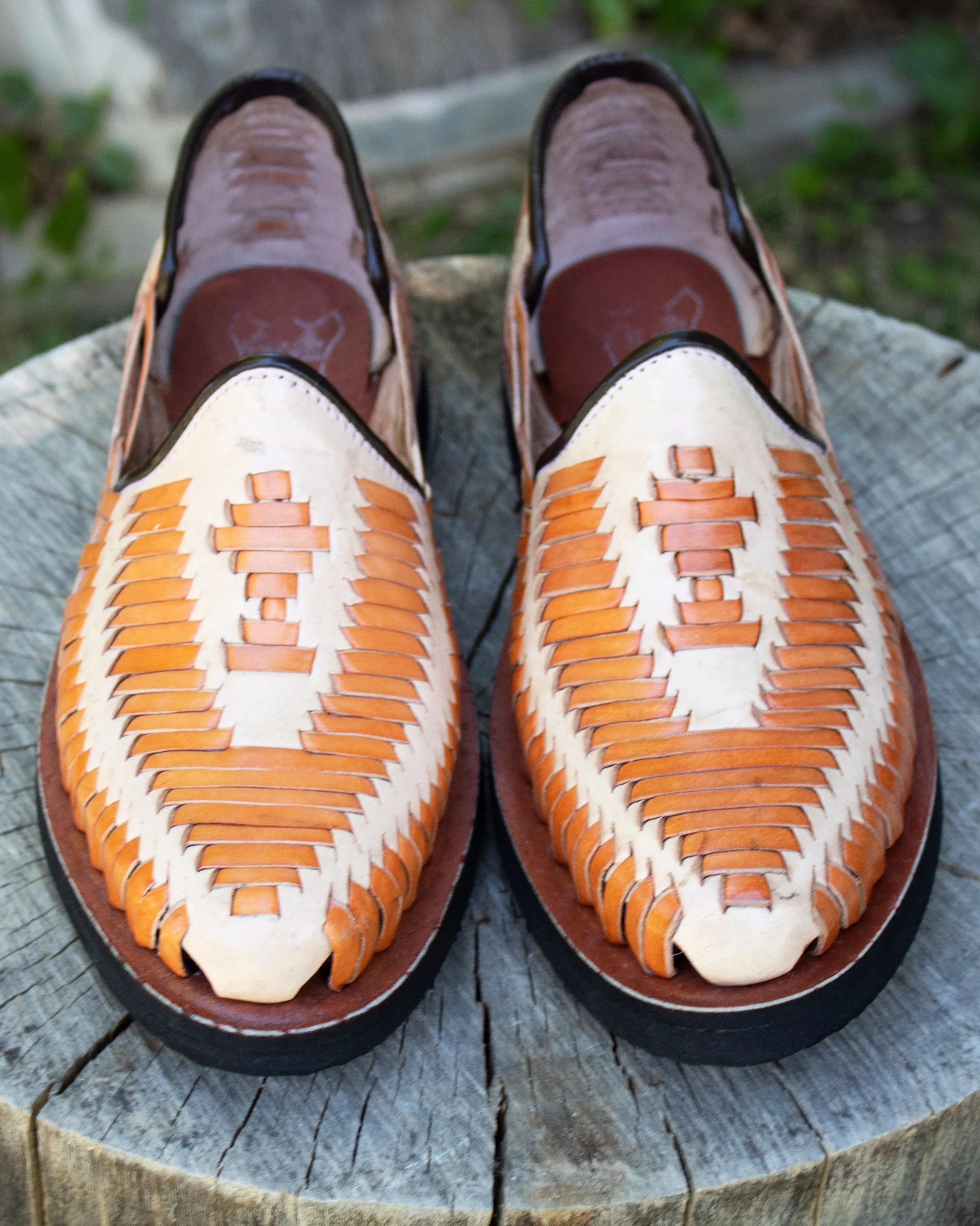 MENS LEATHER 2 TONE MEXICAN SHOE SANDALS