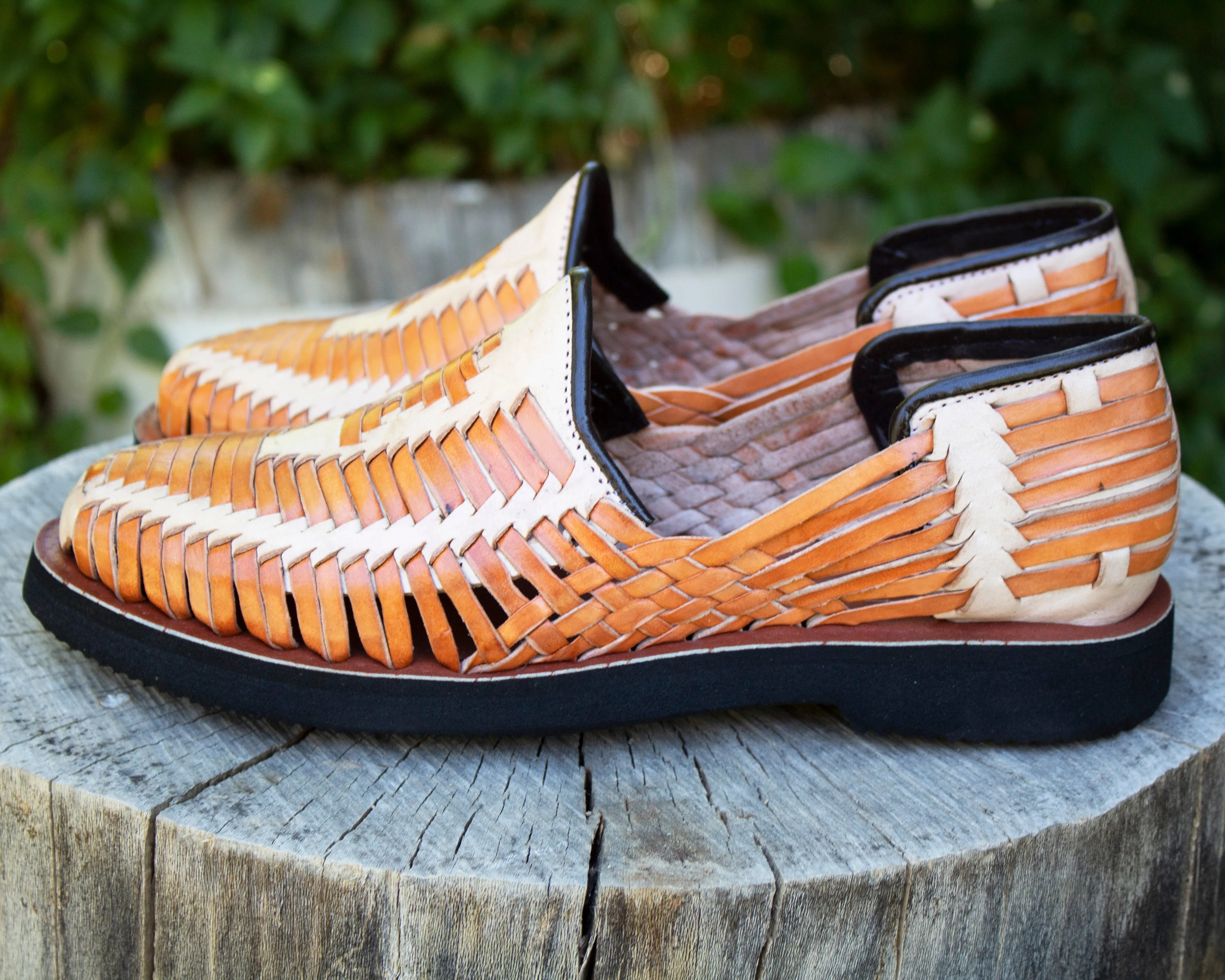 MENS LEATHER 2 TONE MEXICAN SHOE SANDALS