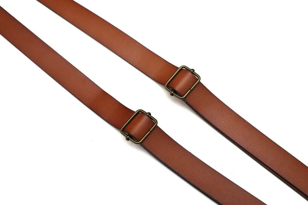 Mens Leather Suspenders Y Back Design Adjustable Suspender with 4 Metal Clips Leather Braces Groomsmen Gift