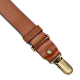 Mens Leather Suspenders Y Back Design Adjustable Suspender with 4 Metal Clips Leather Braces Groomsmen Gift