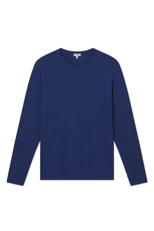 Men's Pima Crewneck Long Sleeve Tee in French Navy