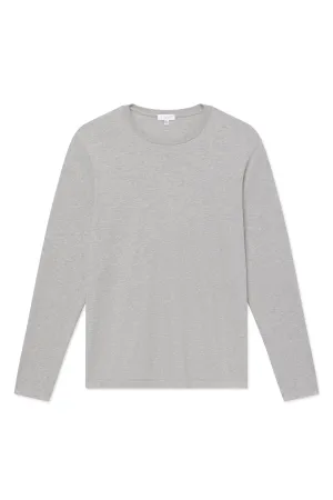 Men's Pima Crewneck Long Sleeve Tee in Heather Gray