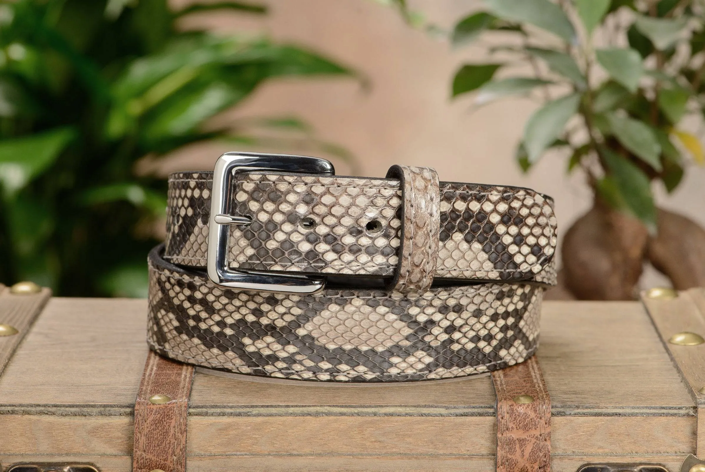 Men's Python Snakeskin Leather Belt