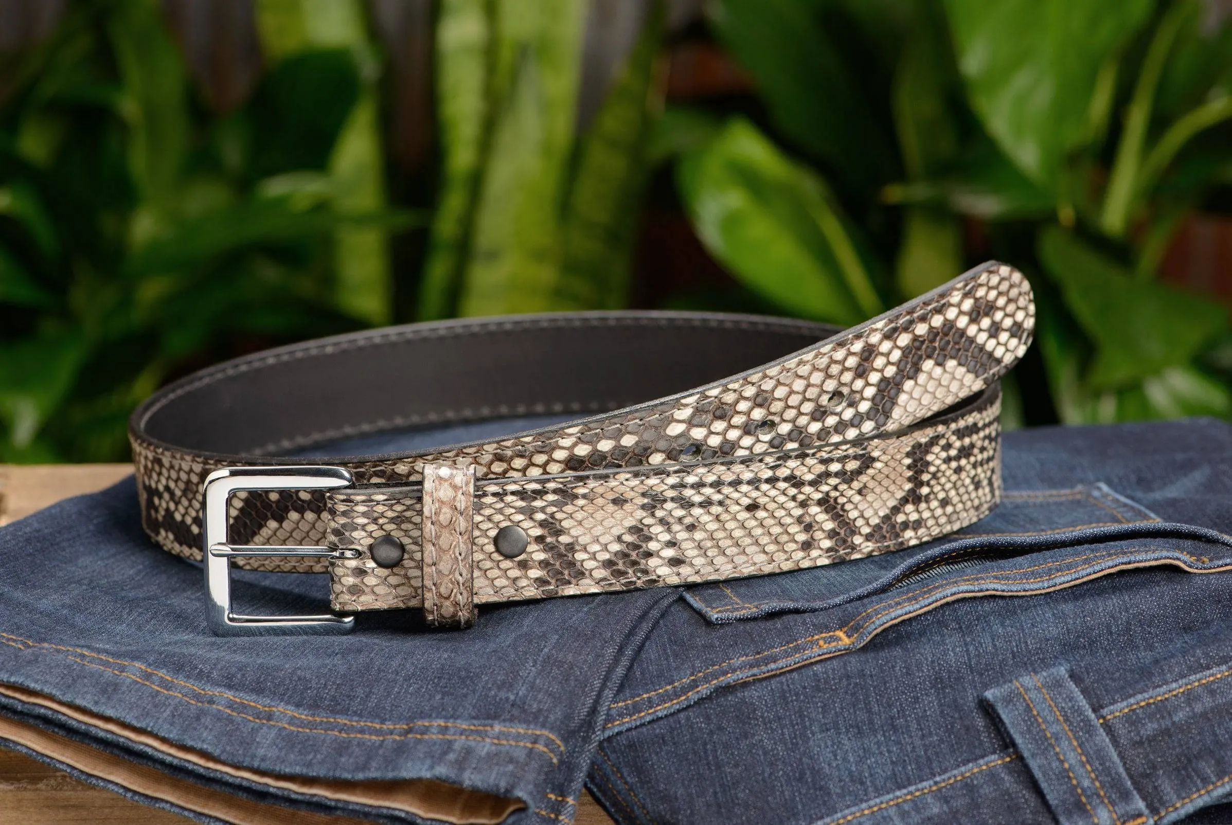 Men's Python Snakeskin Leather Belt