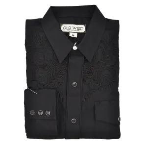 Men's Santiago 3001 Vintage Embroidered Black Shirt