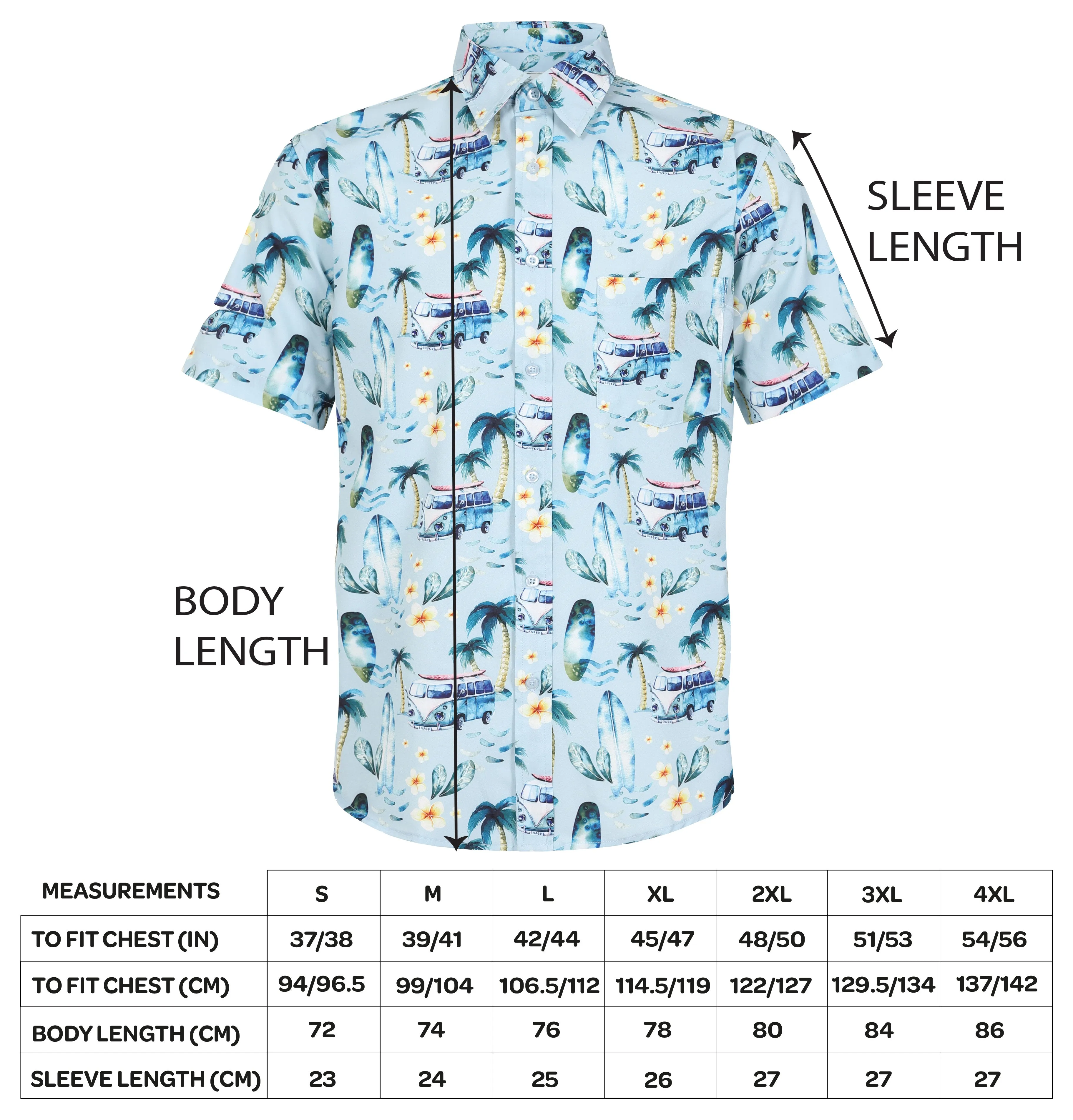 Men's Short Sleeve Hawaiian Shirt - Campervan