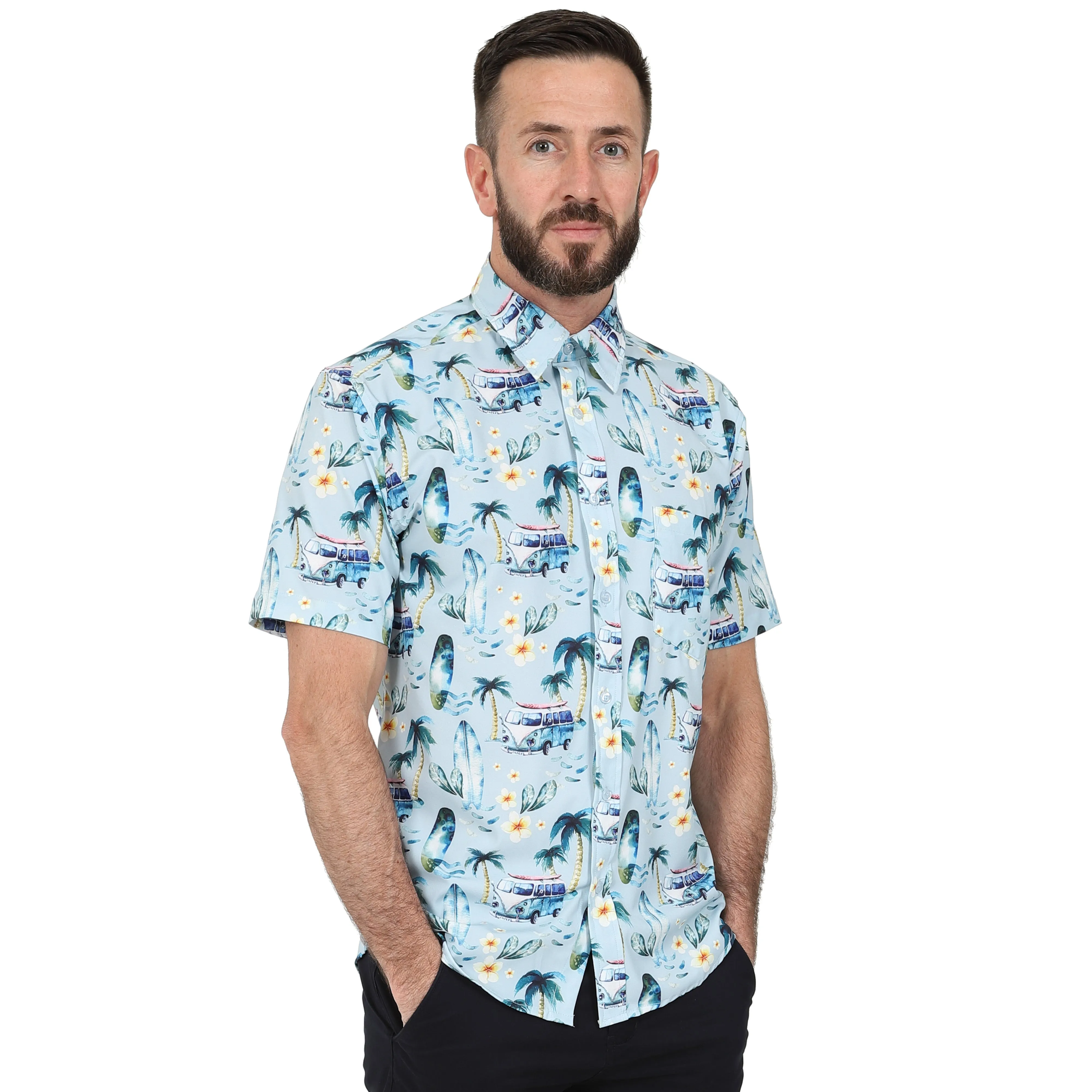 Men's Short Sleeve Hawaiian Shirt - Campervan