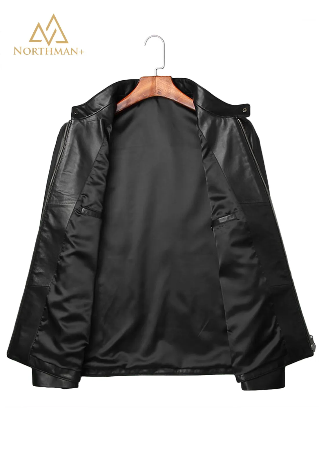 Men's Slim Fit Leather Jacket : The Mandarin Collar