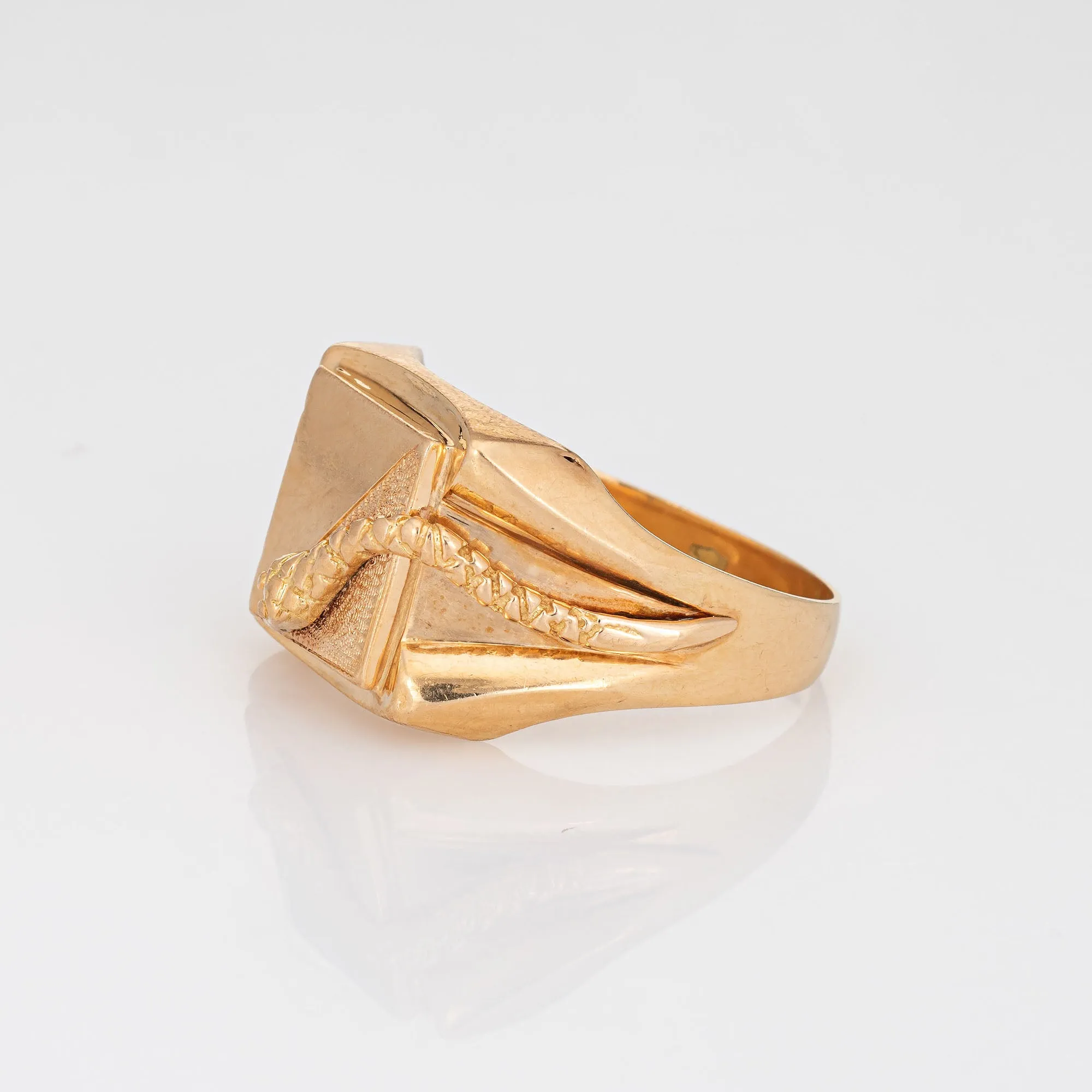 Men's Snake Ring Signet Vintage 18k Yellow Gold Sz 12.5 Estate Serpent Jewelry