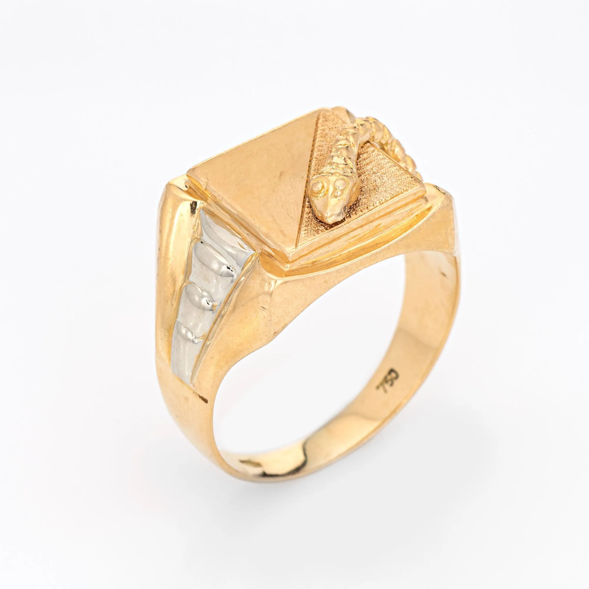 Men's Snake Ring Signet Vintage 18k Yellow Gold Sz 12.5 Estate Serpent Jewelry