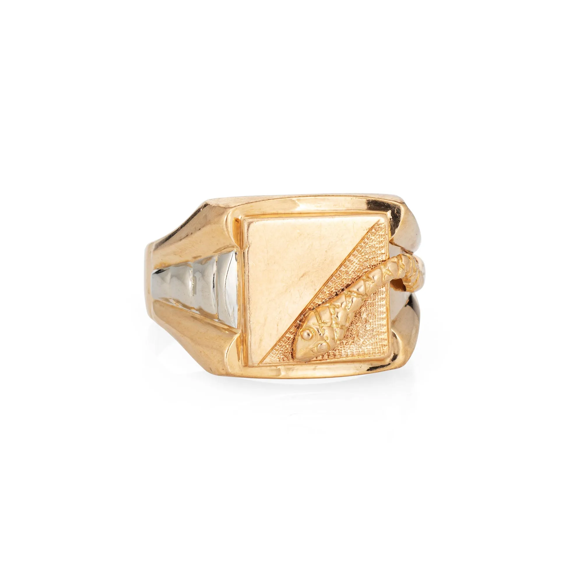 Men's Snake Ring Signet Vintage 18k Yellow Gold Sz 12.5 Estate Serpent Jewelry