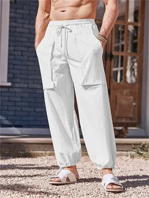 Men's Summer Cozy Pure Cotton Oversized Ankle Banded Pants