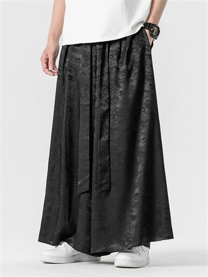 Men's Summer Lace Up Loose Staight-Leg Hakama Pants