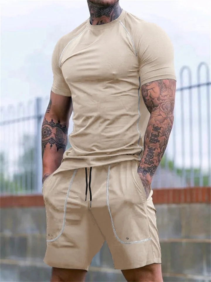 Men's Summer Sports Body Fit Shirts   Loose Shorts