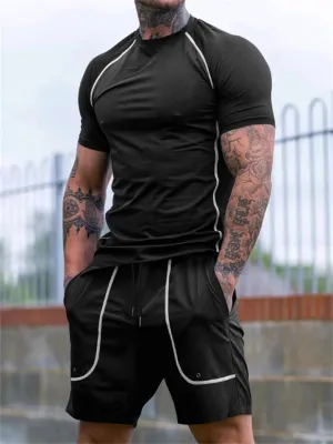 Men's Summer Sports Body Fit Shirts   Loose Shorts
