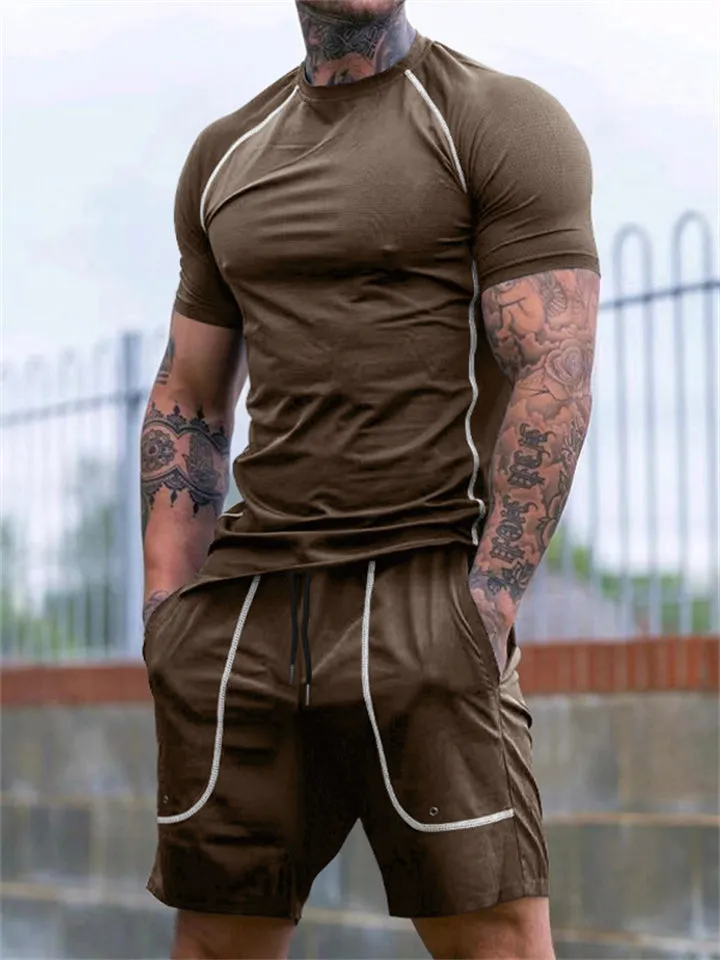 Men's Summer Sports Body Fit Shirts   Loose Shorts