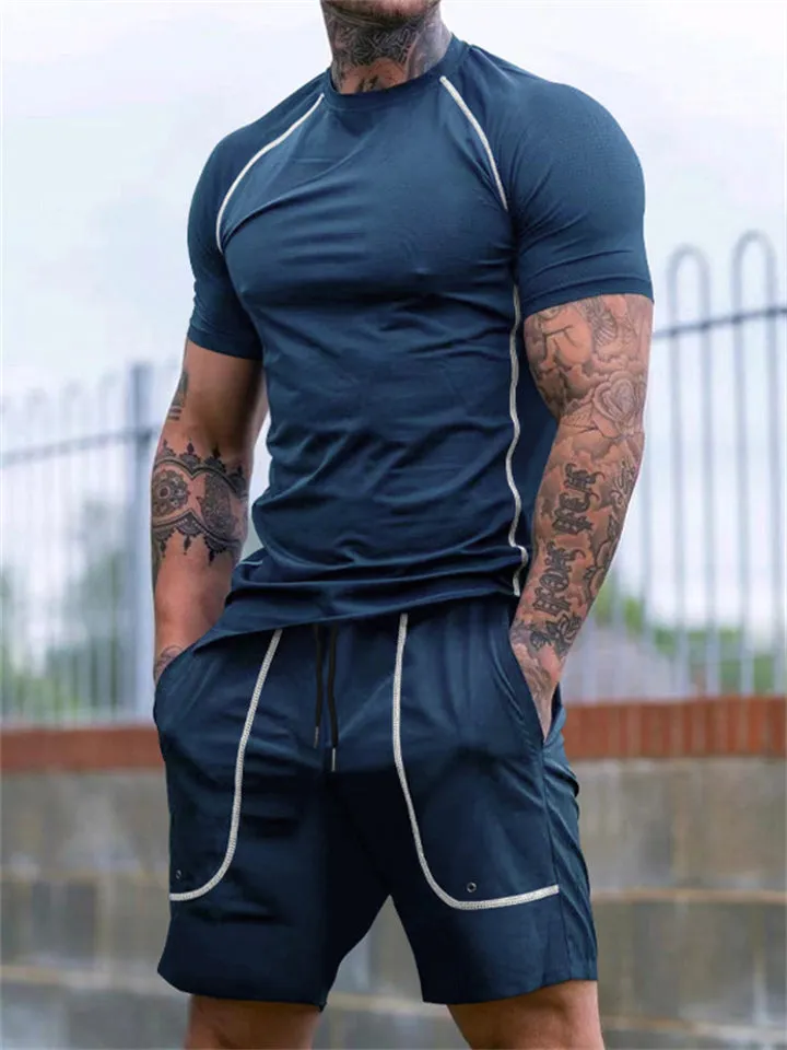 Men's Summer Sports Body Fit Shirts   Loose Shorts