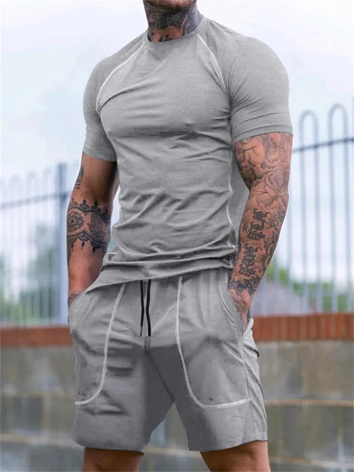 Men's Summer Sports Body Fit Shirts   Loose Shorts