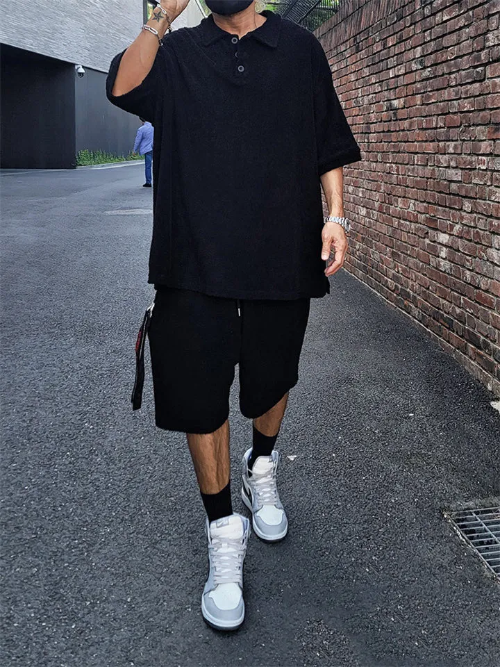 Men's Super Comfort Short Sleeve 2-Piece Fleece Sets for Summer