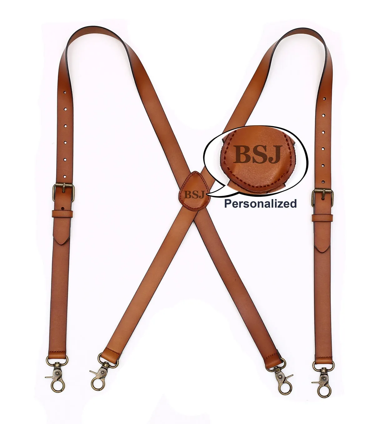 Mens Suspenders X Back Design Leather Suspenders Adjustable Brown Braces Groomsmen Gift for Wedding